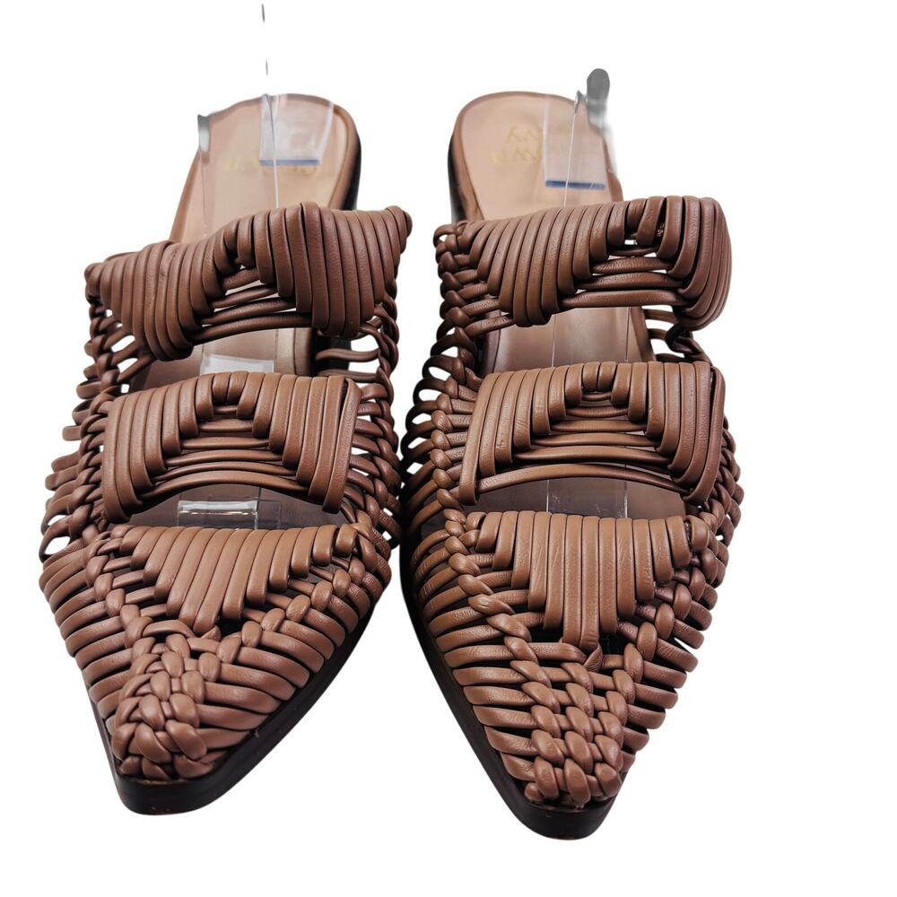 Crown & Ivy Piper Huarache Woven Pointed Toe Block Heel Mules Women's Size 7.5